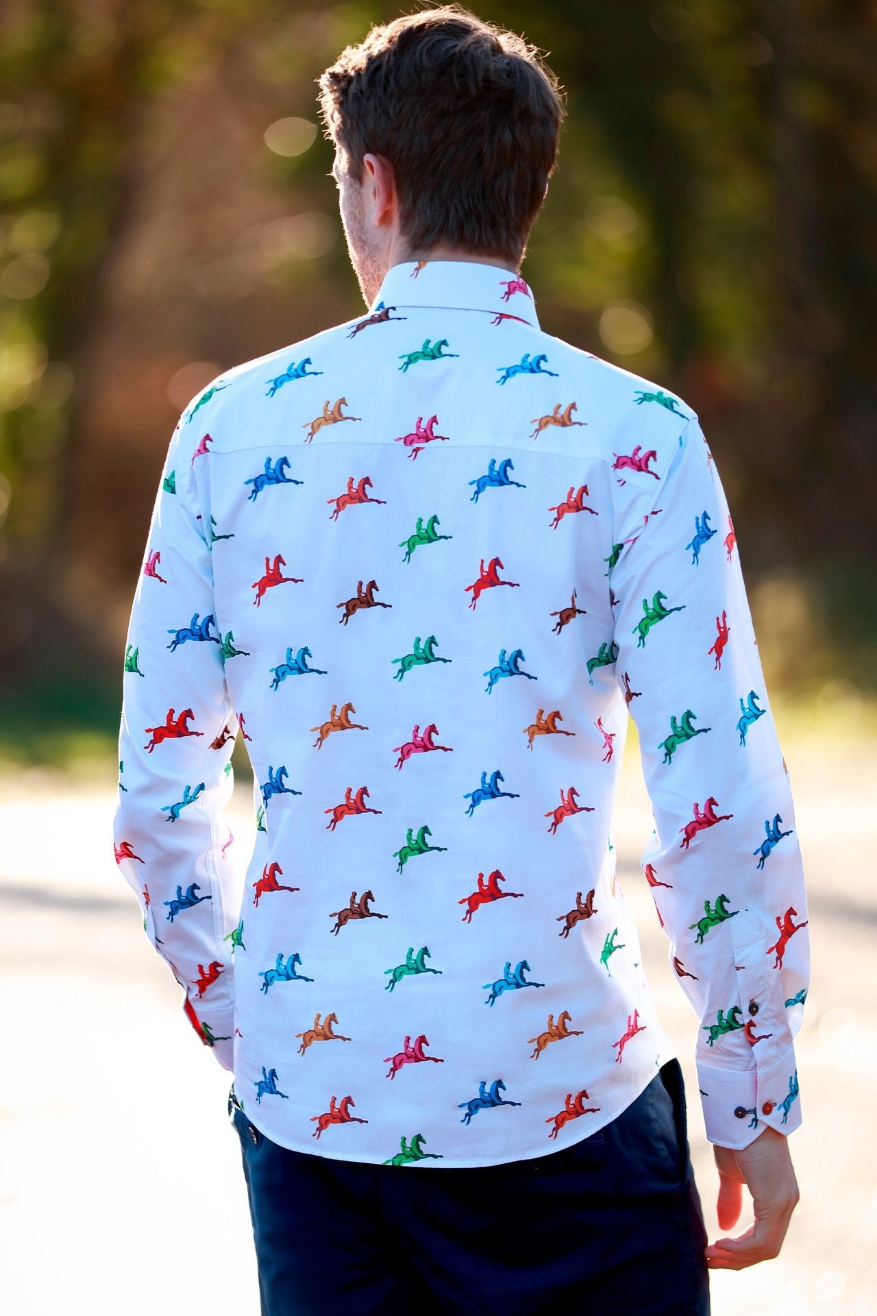 MULTI HORSE RIDER PRINT SHIRT - Premium Men's Patterned Shirt by Claudio Lugli | Bold Design, Tailored Fit, Best Printed Shirts