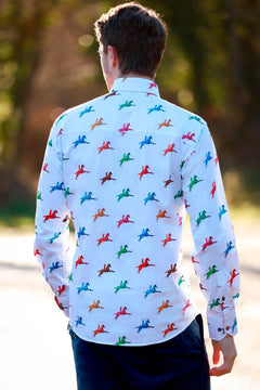 MULTI HORSE RIDER PRINT SHIRT - Premium Men's Patterned Shirt by Claudio Lugli | Bold Design, Tailored Fit, Best Printed Shirts