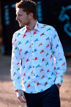 MULTI HORSE RIDER PRINT SHIRT - Premium Men's Patterned Shirt by Claudio Lugli | Bold Design, Tailored Fit, Best Printed Shirts