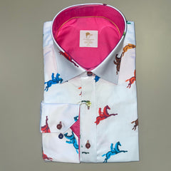 MULTI HORSE RIDER PRINT SHIRT - Premium Men's Patterned Shirt by Claudio Lugli | Bold Design, Tailored Fit, Best Printed Shirts