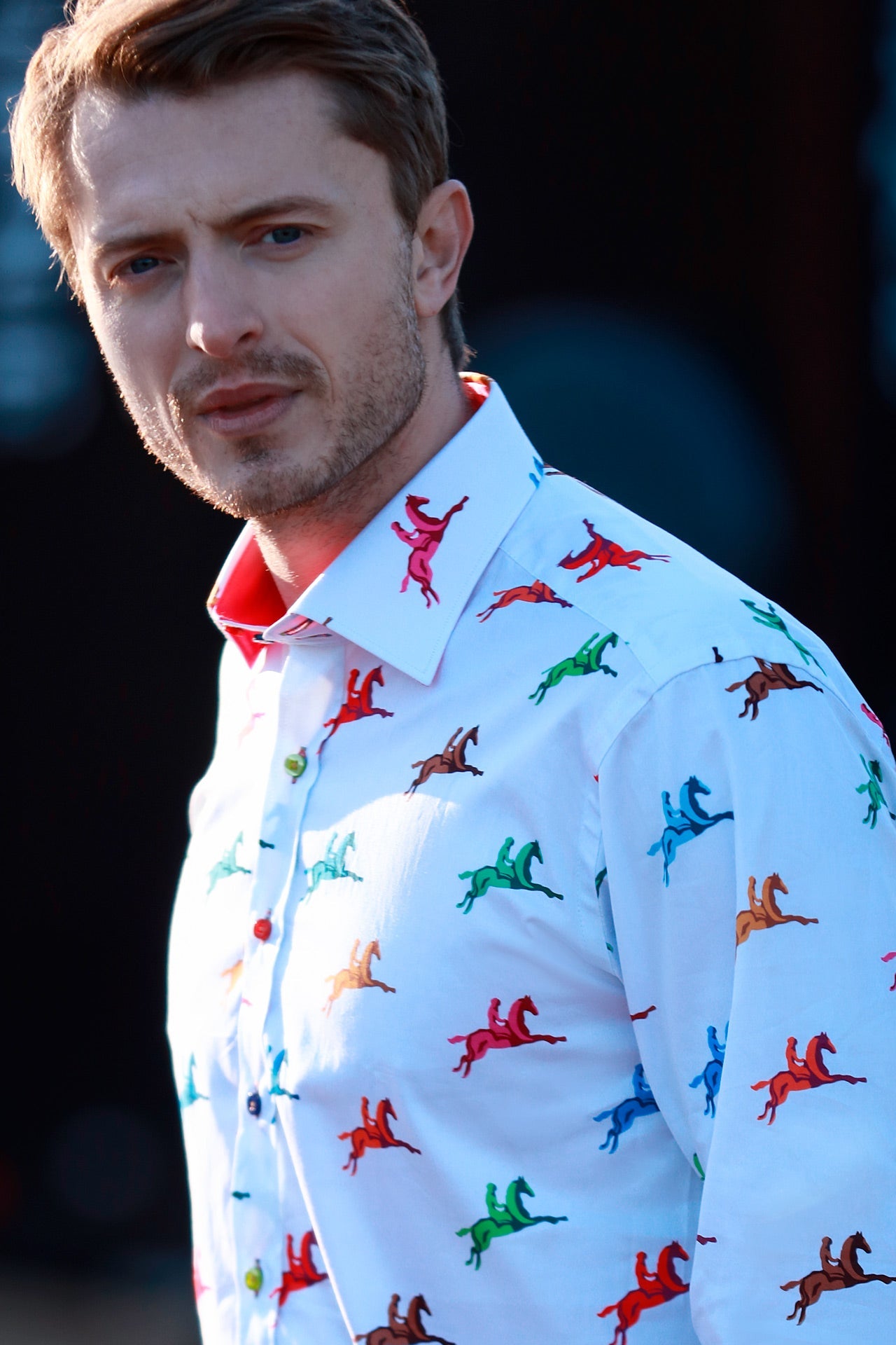 MULTI HORSE RIDER PRINT SHIRT - Premium Men's Patterned Shirt by Claudio Lugli | Bold Design, Tailored Fit, Best Printed Shirts