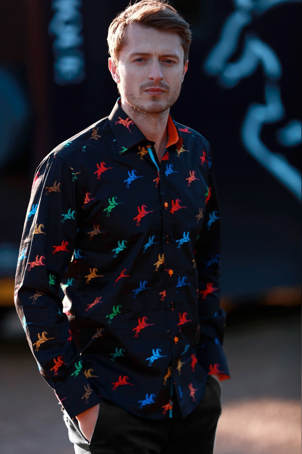 MULTI HORSE RIDER PRINT SHIRT - Premium Men's Patterned Shirt by Claudio Lugli | Bold Design, Tailored Fit, Best Printed Shirts