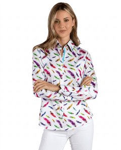 Multicolour Feathers Womens Print Shirt - Claudio Lugli Shirts