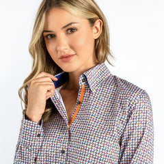 MULTICOLOUR HOUNDSTOOTH WOMENS PRINTED SHIRT - Premium Men's Patterned Shirt by Claudio Lugli | Bold Design, Tailored Fit, Best Printed Shirts