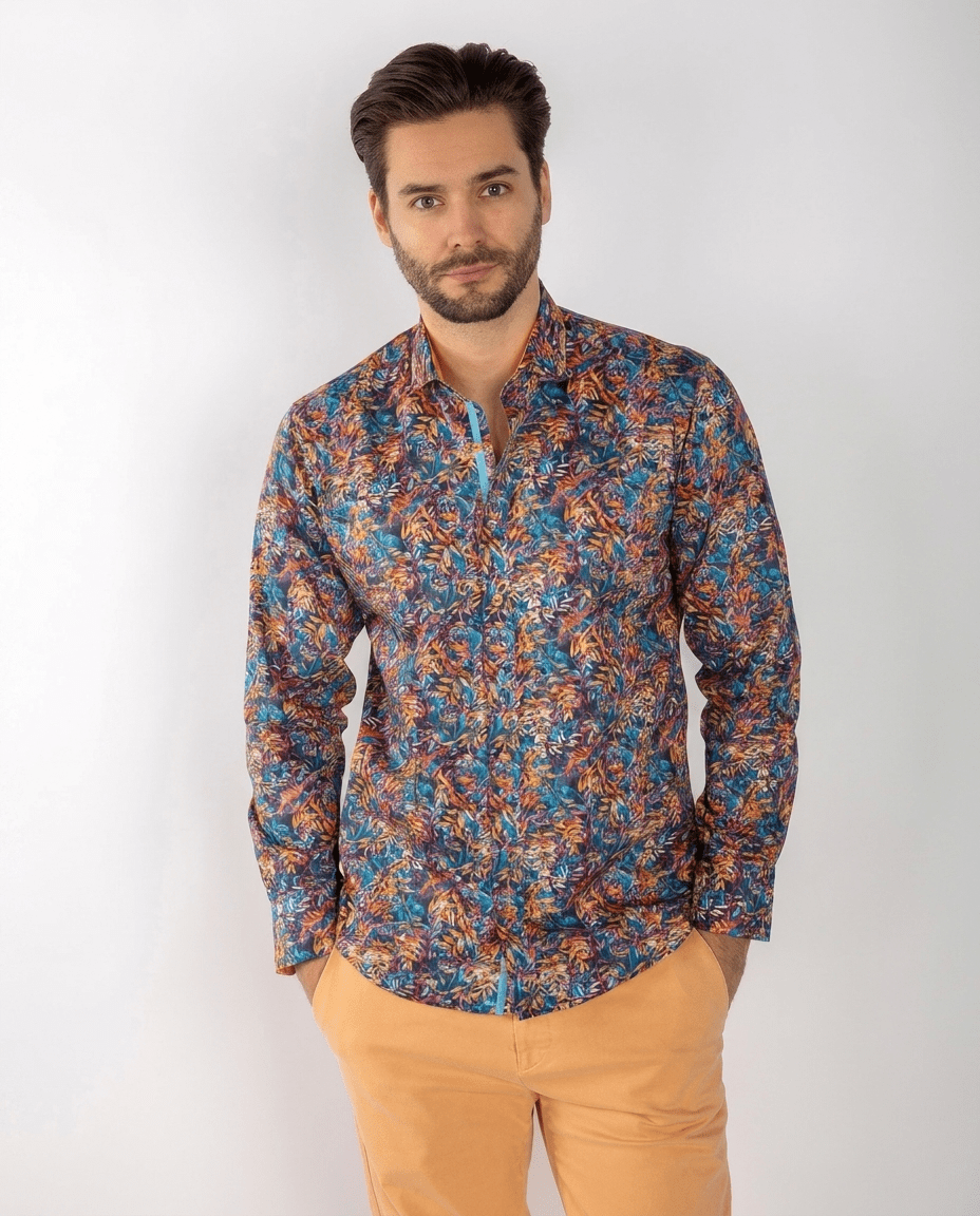 Multicolour Leaves Print Shirt - Claudio Lugli Shirts