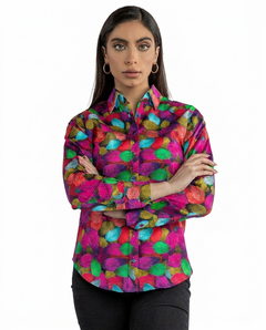Multicolour Leaves Shirt Womens Print Shirt - Claudio Lugli Shirts