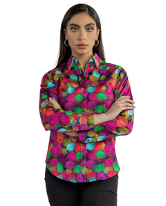 Multicolour Leaves Shirt Womens Print Shirt - Claudio Lugli Shirts