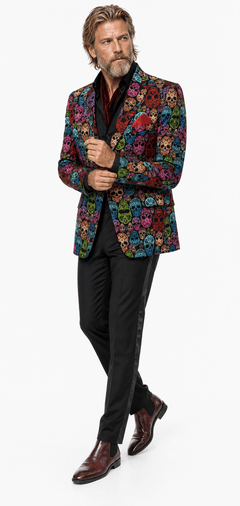 Multicolour Ornamental Skull Print Blazer - Claudio Lugli Shirts
