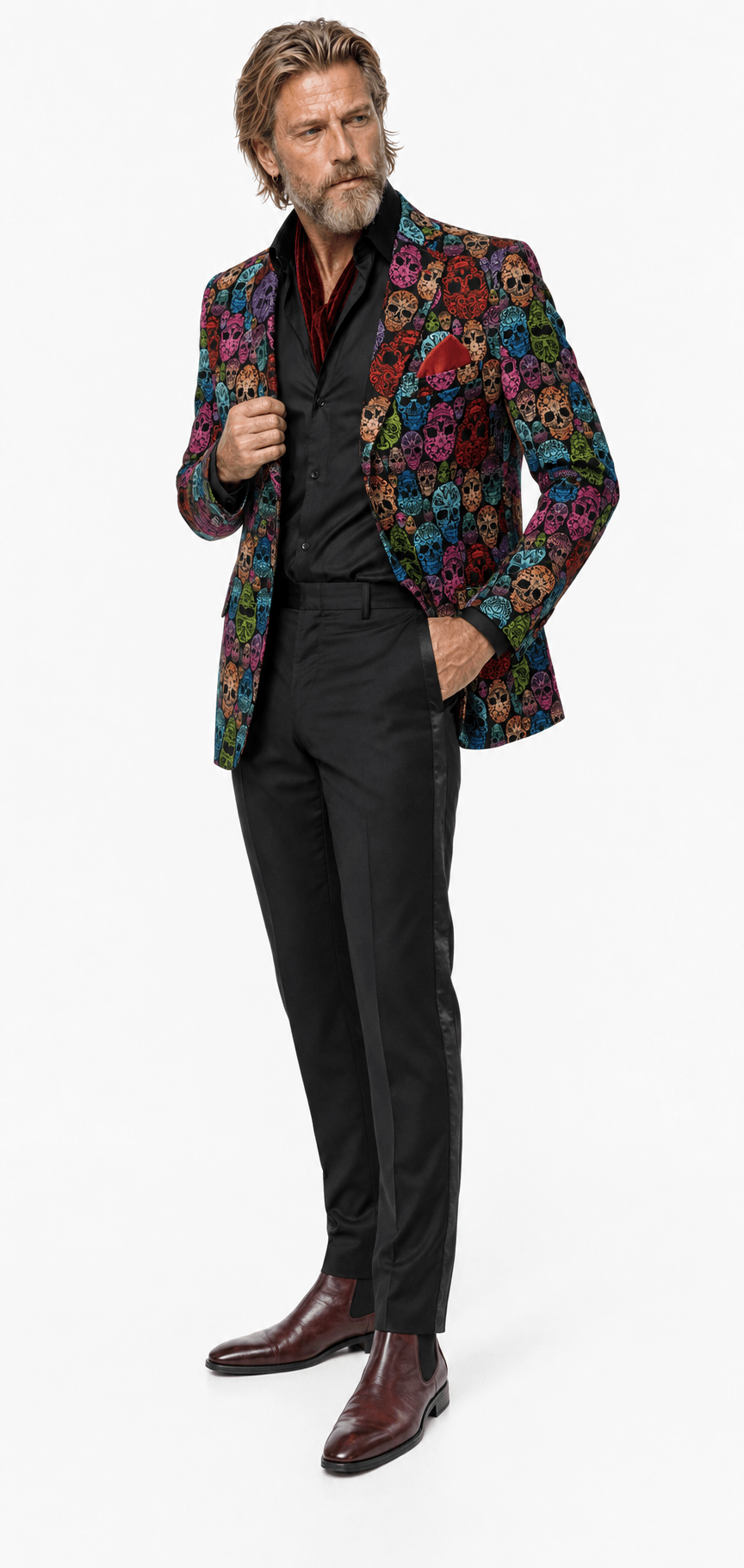 Multicolour Ornamental Skull Print Blazer - Claudio Lugli Shirts