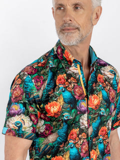 MULTICOLOUR PEACOCKS & FLOWERS - Claudio Lugli Shirts