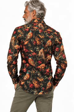 Multicolour Pheasant & Rose Print Shirt - Claudio Lugli Shirts