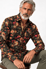Multicolour Pheasant & Rose Print Shirt - Claudio Lugli Shirts