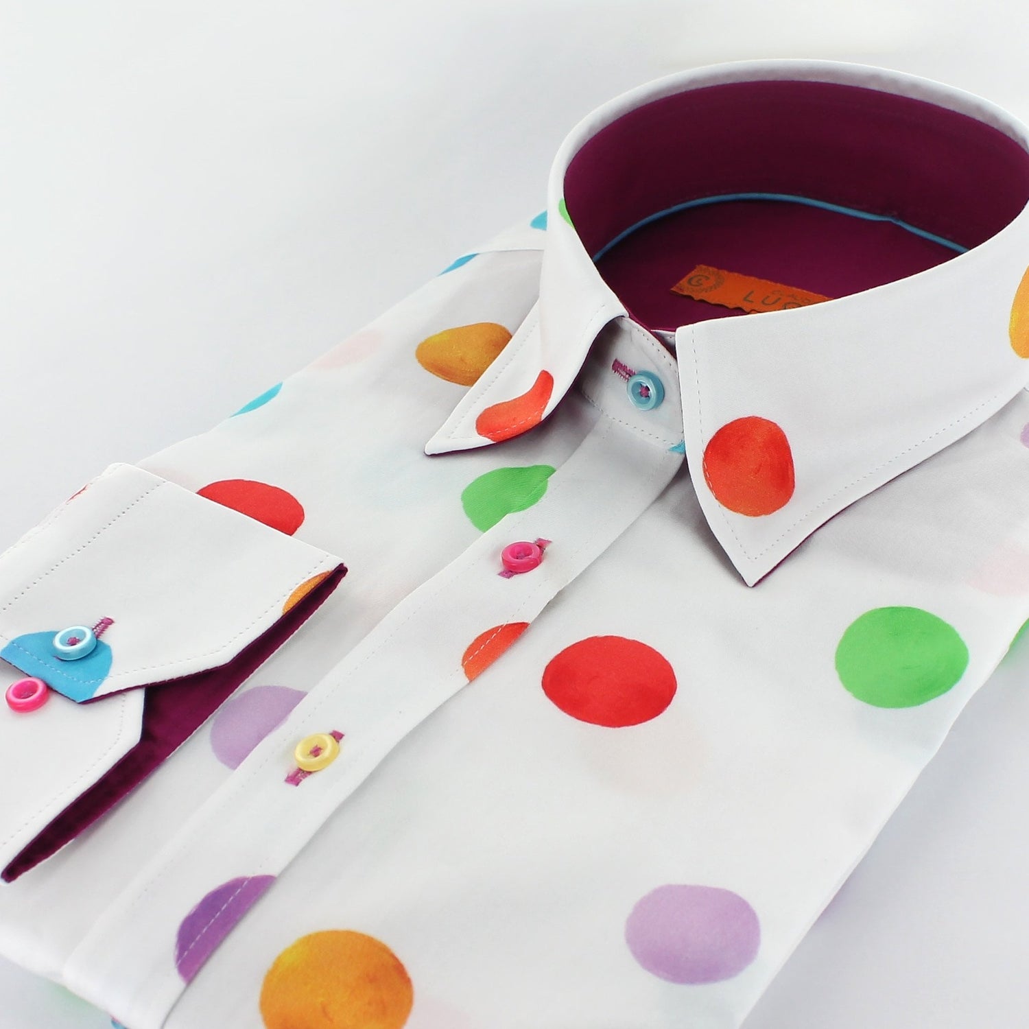 MULTICOLOUR POLKADOT WOMENS PRINT SHIRT - Premium Men's Patterned Shirt by Claudio Lugli | Bold Design, Tailored Fit, Best Printed Shirts