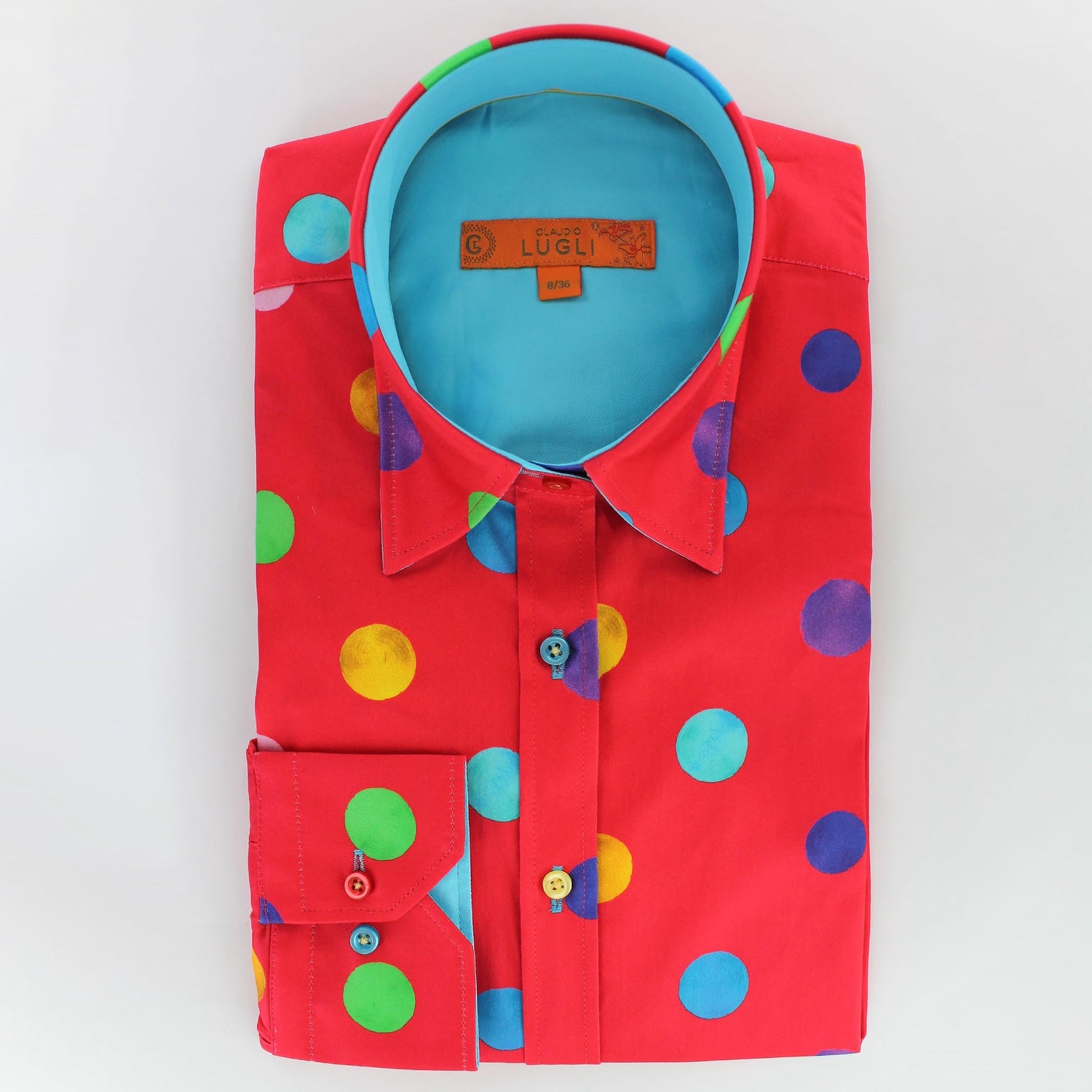 MULTICOLOUR POLKADOT WOMENS PRINT SHIRT - Premium Men's Patterned Shirt by Claudio Lugli | Bold Design, Tailored Fit, Best Printed Shirts