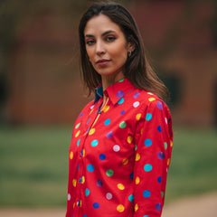 MULTICOLOUR POLKADOT WOMENS PRINT SHIRT - Premium Men's Patterned Shirt by Claudio Lugli | Bold Design, Tailored Fit, Best Printed Shirts