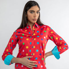 MULTICOLOUR POLKADOT WOMENS PRINT SHIRT - Premium Men's Patterned Shirt by Claudio Lugli | Bold Design, Tailored Fit, Best Printed Shirts