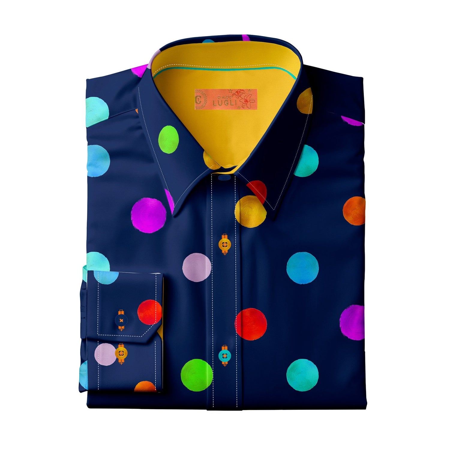 MULTICOLOUR POLKADOT WOMENS PRINT SHIRT - Premium Men's Patterned Shirt by Claudio Lugli | Bold Design, Tailored Fit, Best Printed Shirts