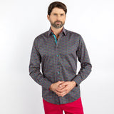 MULTICOLOUR SMALL HOUNDSTOOTH PRINT SHIRT - Premium Men's Patterned Shirt by Claudio Lugli | Bold Design, Tailored Fit, Best Printed Shirts