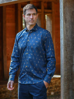 MUSICAL INSTRUMENT PRINT SATIN COTTON SHIRT - Claudio Lugli Shirts