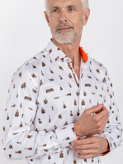 MUSICAL INSTRUMENT PRINT SATIN COTTON SHIRT - Claudio Lugli Shirts