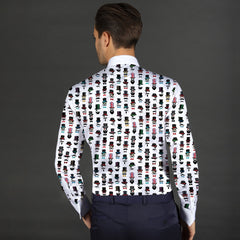 MUSTACHE MAN PRINTED TUXEDO SHIRT WITH BOWTIE - Premium Men's Patterned Shirt by Claudio Lugli | Bold Design, Tailored Fit, Best Printed Shirts