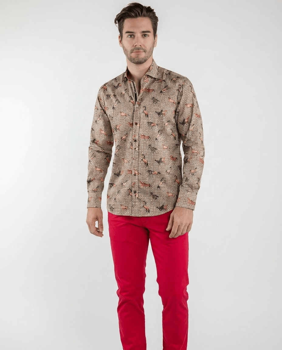Mustang Horses Check Houndstooth Print Shirt - Claudio Lugli Shirts
