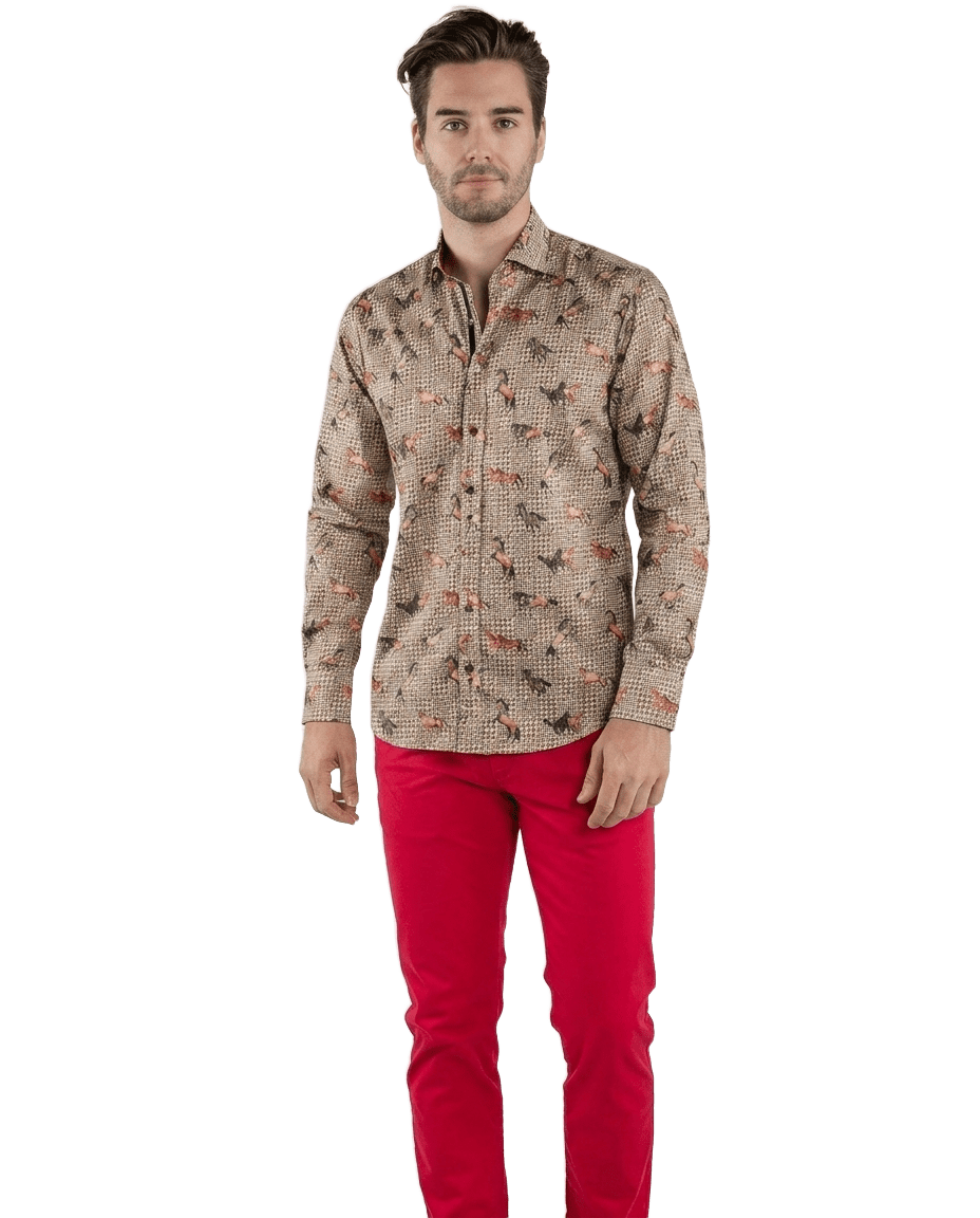 Mustang Horses Check Houndstooth Print Shirt - Claudio Lugli Shirts