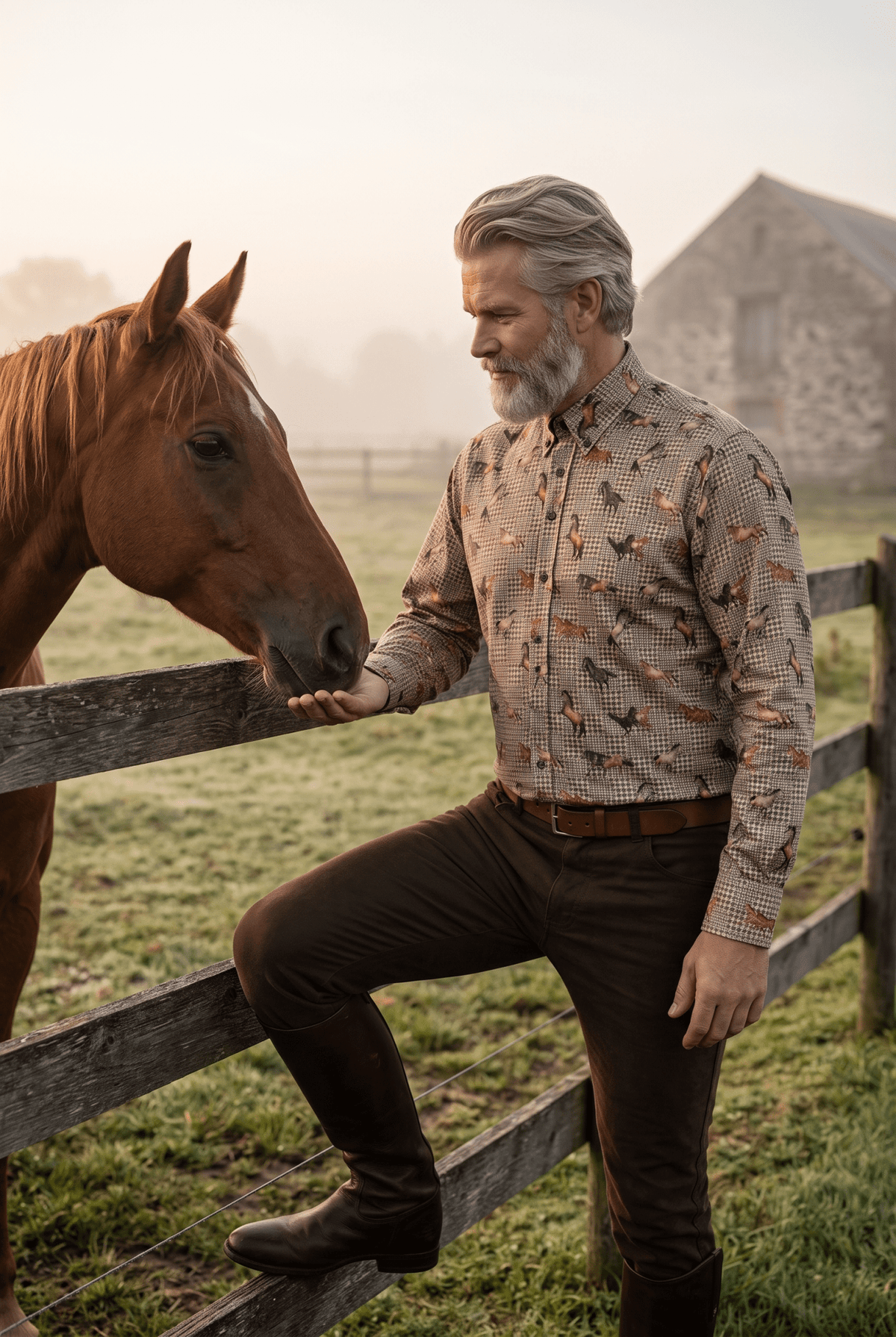 Mustang Horses Check Houndstooth Print Shirt - Claudio Lugli Shirts