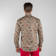 MUSTANG HORSES CHECK HOUNDSTOOTH PRINT SHIRT - Premium Men's Patterned Shirt by Claudio Lugli | Bold Design, Tailored Fit, Best Printed Shirts