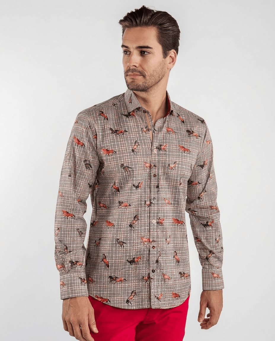 Mustangs on Puppytooth Background Print Shirt - Claudio Lugli Shirts