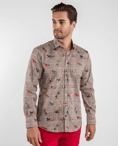 Mustangs on Puppytooth Background Print Shirt - Claudio Lugli Shirts