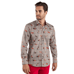 Mustangs on Puppytooth Background Print Shirt - Claudio Lugli Shirts