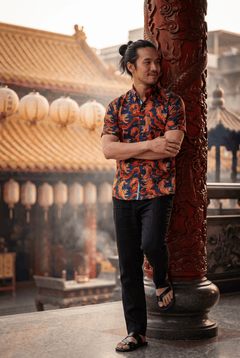 Mystical Tiger and Dragon Print Short Sleeve Shirt - Claudio Lugli Shirts