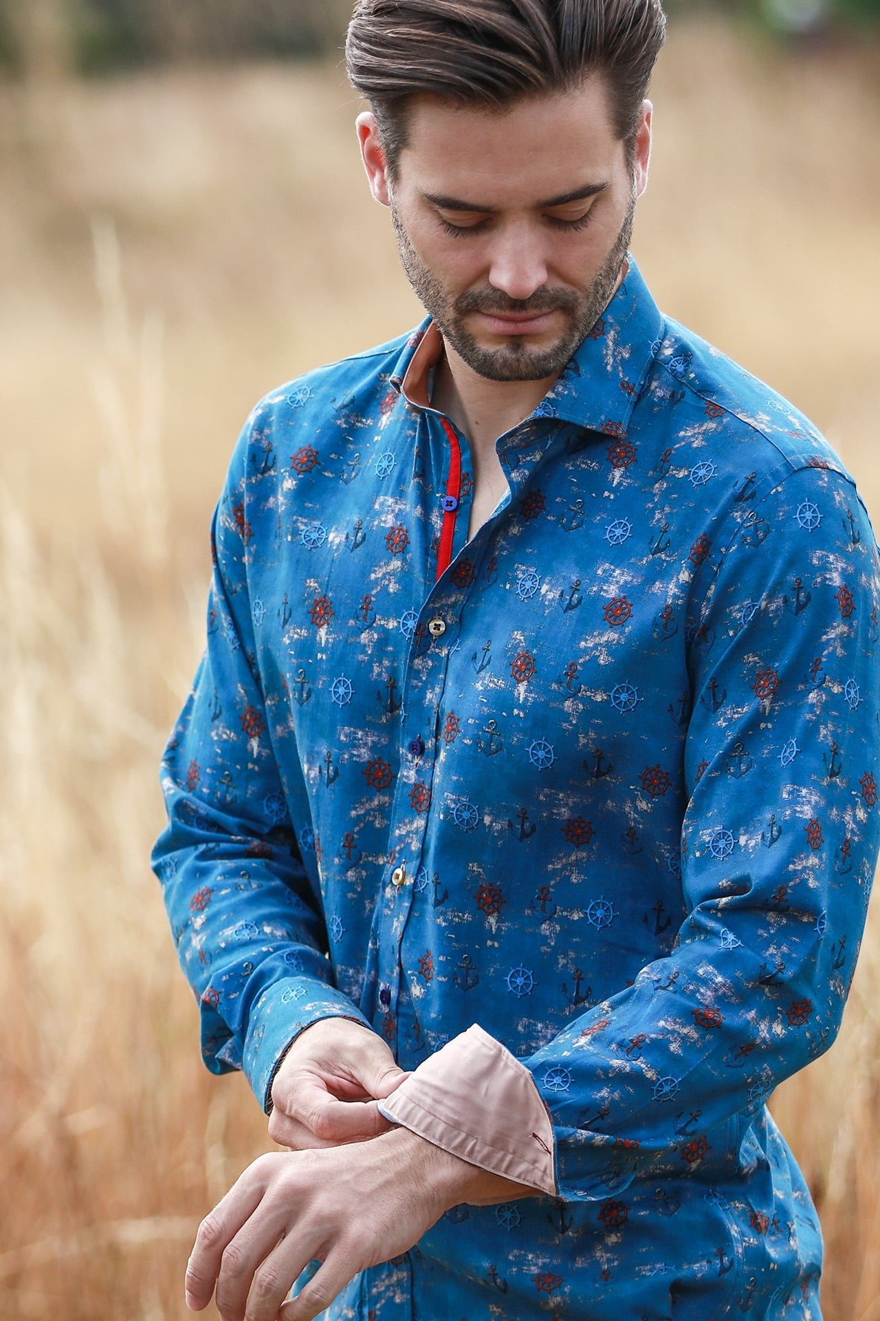 NAUTICAL TENCEL PRINT SHIRT - Claudio Lugli Shirts