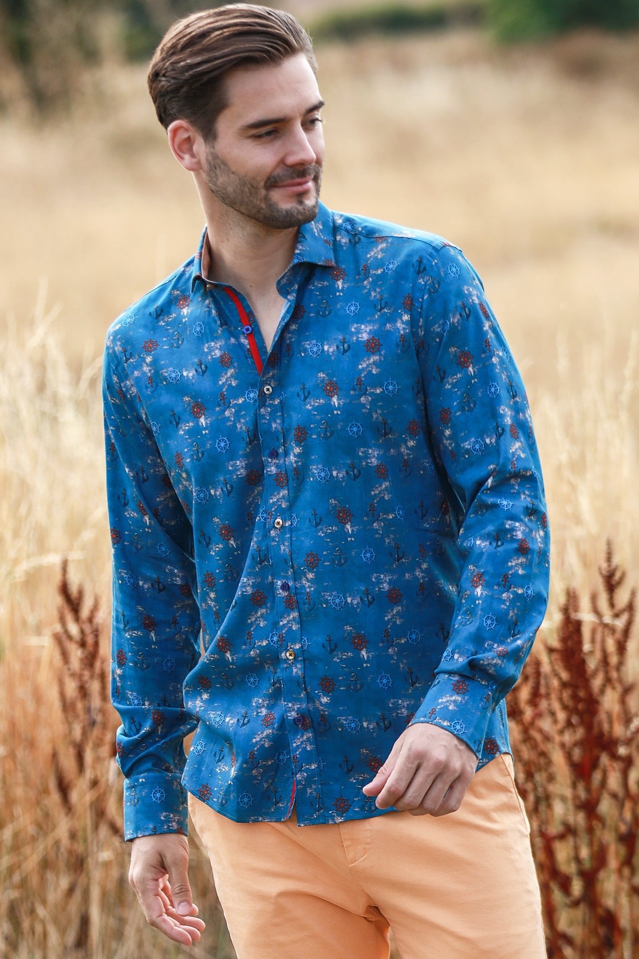 NAUTICAL TENCEL PRINT SHIRT - Claudio Lugli Shirts