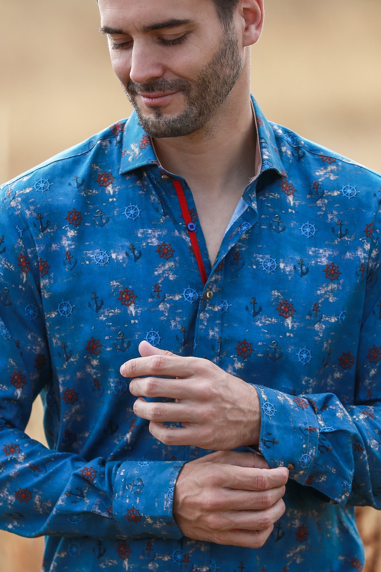 NAUTICAL TENCEL PRINT SHIRT - Claudio Lugli Shirts