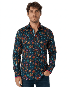 Navy Dice Print Shirt - Claudio Lugli Shirts