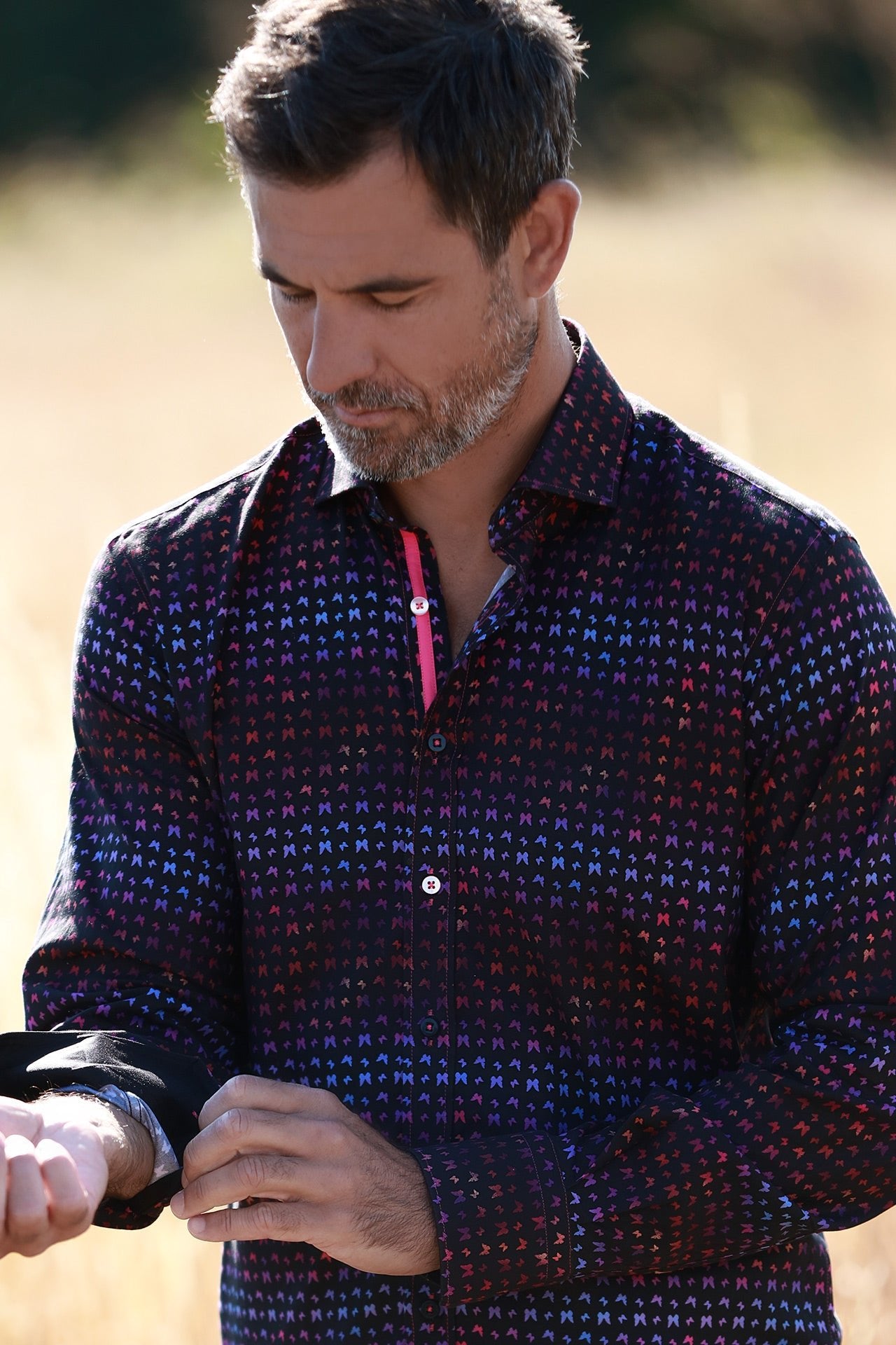 NEON BUTTERFLY TENCEL PRINT SHIRT - Claudio Lugli Shirts