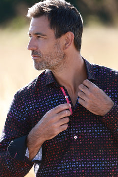 NEON BUTTERFLY TENCEL PRINT SHIRT - Claudio Lugli Shirts