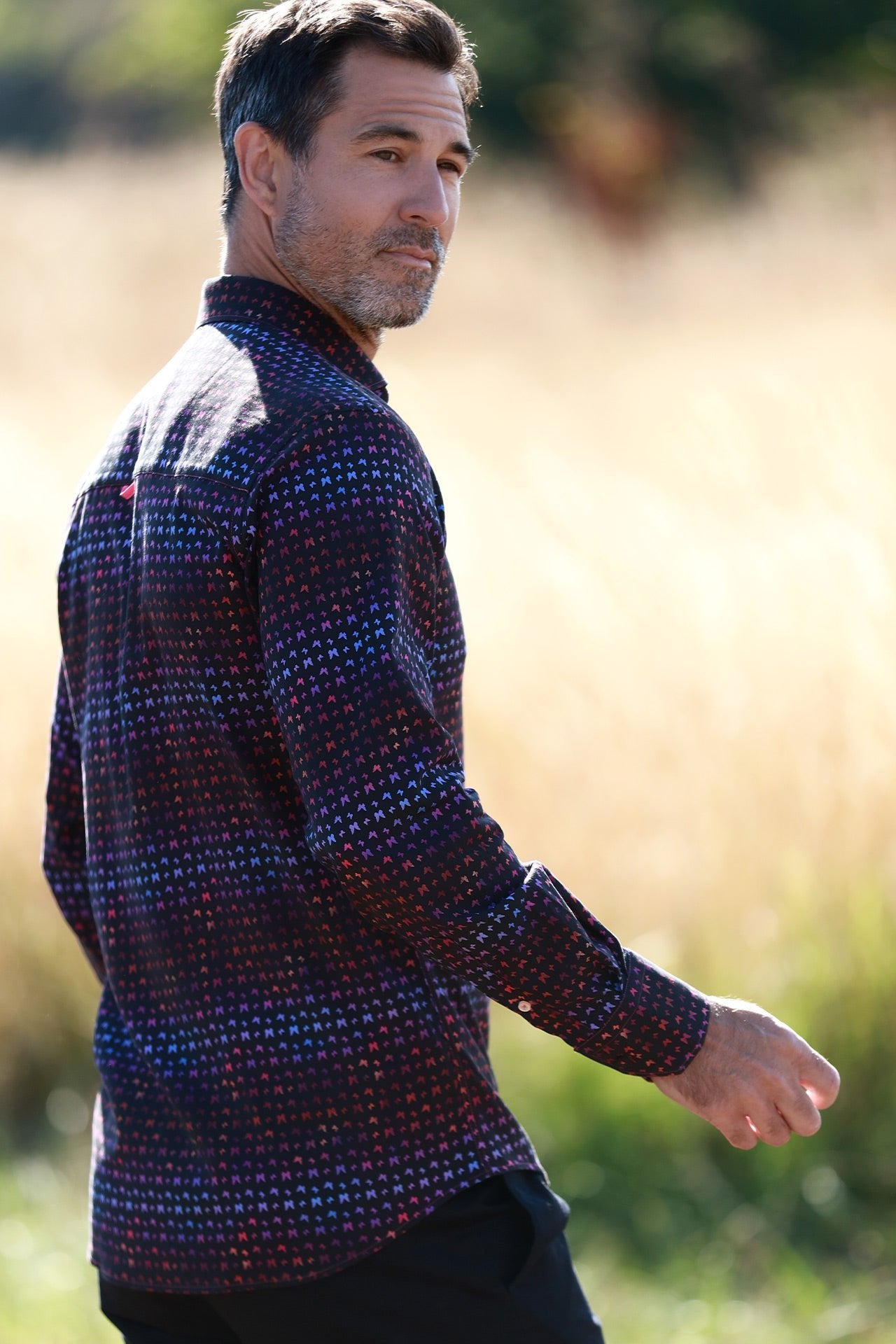 NEON BUTTERFLY TENCEL PRINT SHIRT - Claudio Lugli Shirts