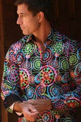 NEON DARTBOARD PRINT SHIRT - Premium Men's Patterned Shirt by Claudio Lugli | Bold Design, Tailored Fit, Best Printed Shirts
