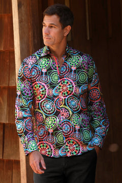 NEON DARTBOARD PRINT SHIRT - Premium Men's Patterned Shirt by Claudio Lugli | Bold Design, Tailored Fit, Best Printed Shirts