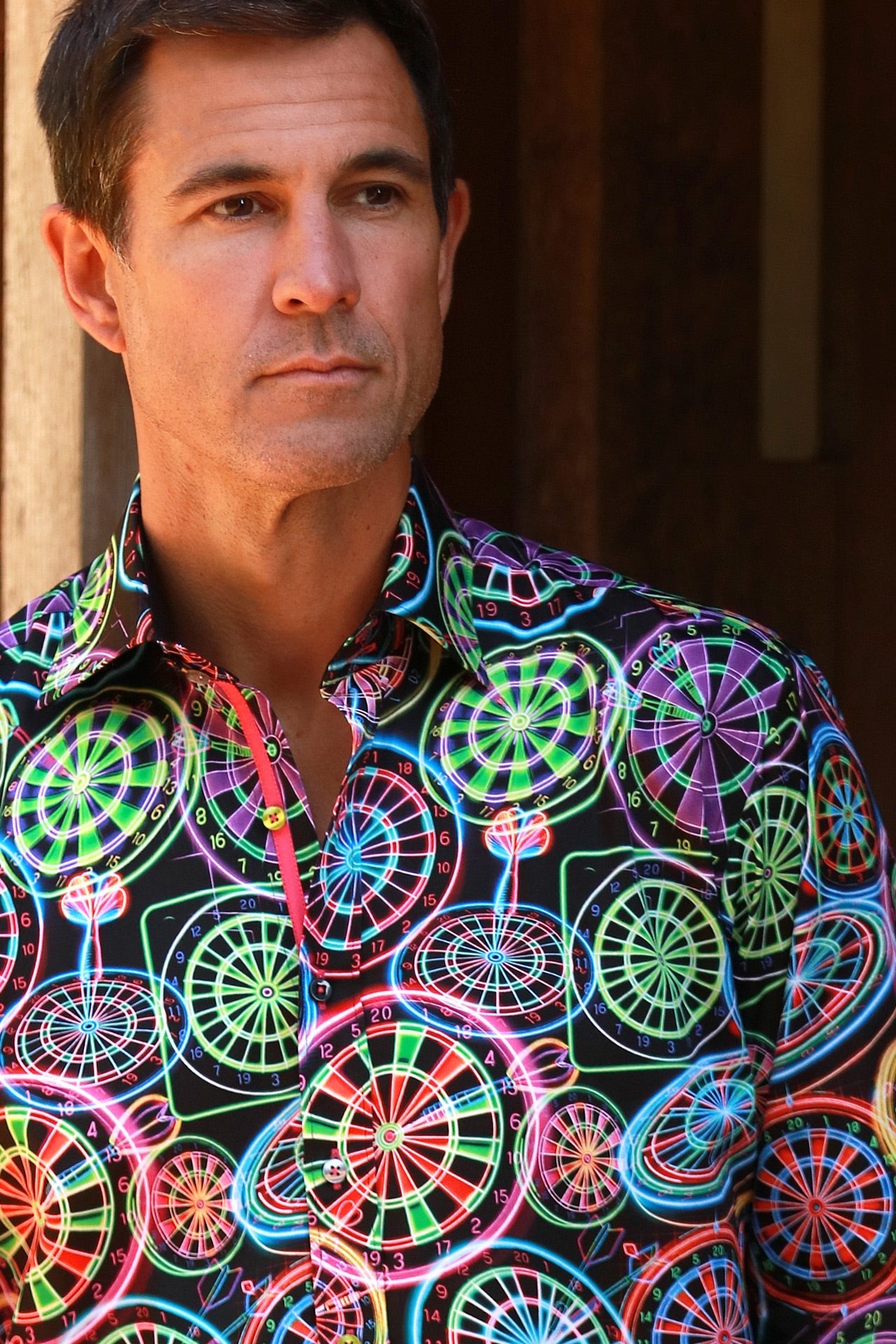 NEON DARTBOARD PRINT SHIRT - Premium Men's Patterned Shirt by Claudio Lugli | Bold Design, Tailored Fit, Best Printed Shirts