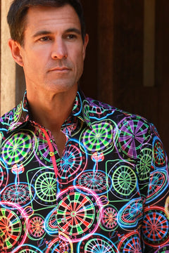 NEON DARTBOARD PRINT SHIRT - Premium Men's Patterned Shirt by Claudio Lugli | Bold Design, Tailored Fit, Best Printed Shirts