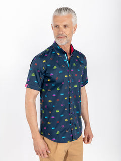 NEON MULTICOLOUR CAMPER VAN PRINTED SHORT SLEEVE - Claudio Lugli Shirts
