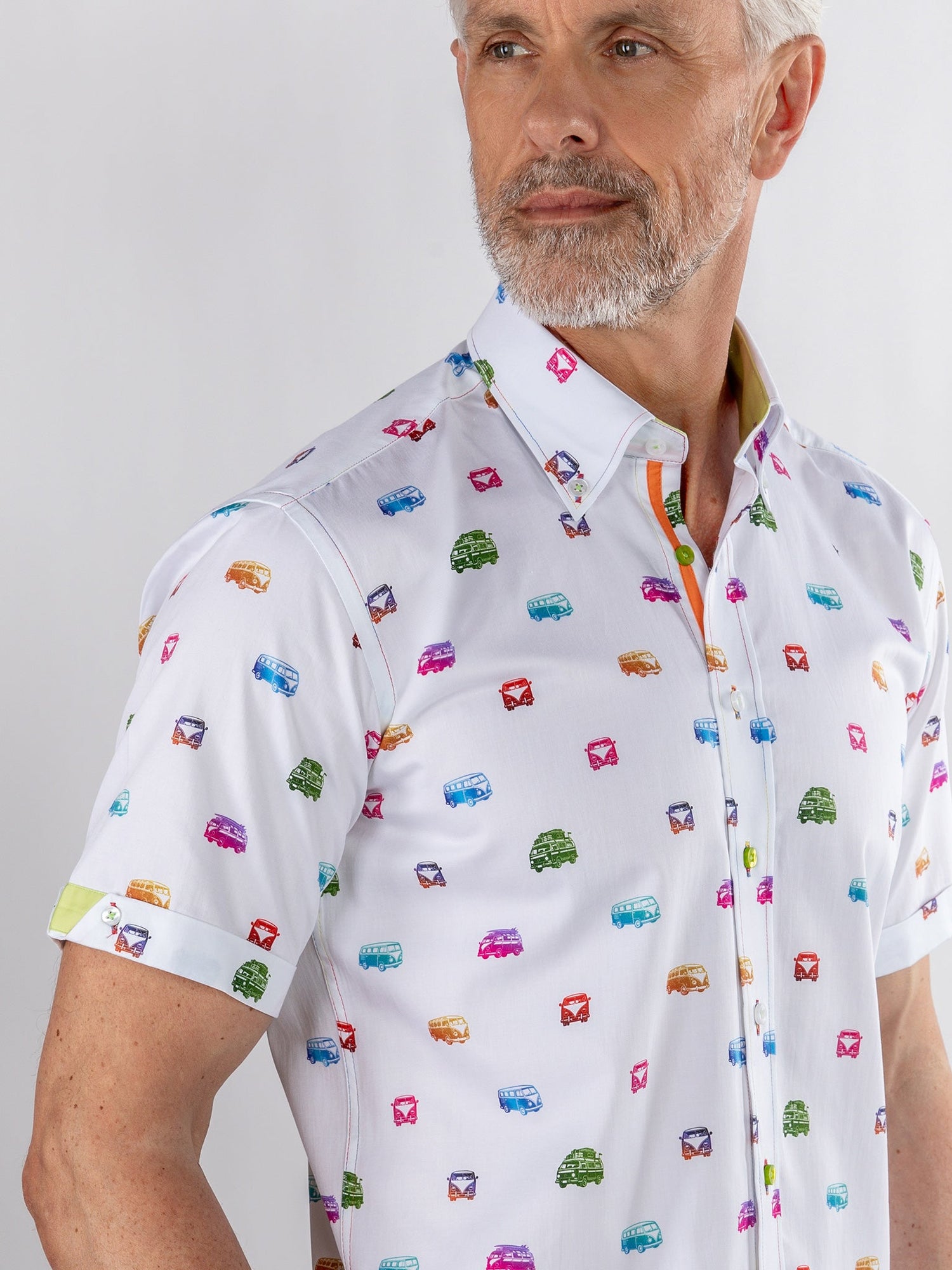 NEON MULTICOLOUR CAMPER VAN PRINTED SHORT SLEEVE - Claudio Lugli Shirts