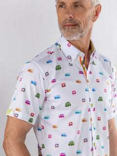 NEON MULTICOLOUR CAMPER VAN PRINTED SHORT SLEEVE - Claudio Lugli Shirts