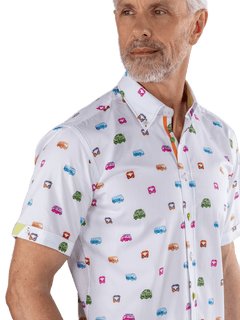 Neon Multicolour Camper Van Short Sleeve Shirt - Claudio Lugli Shirts
