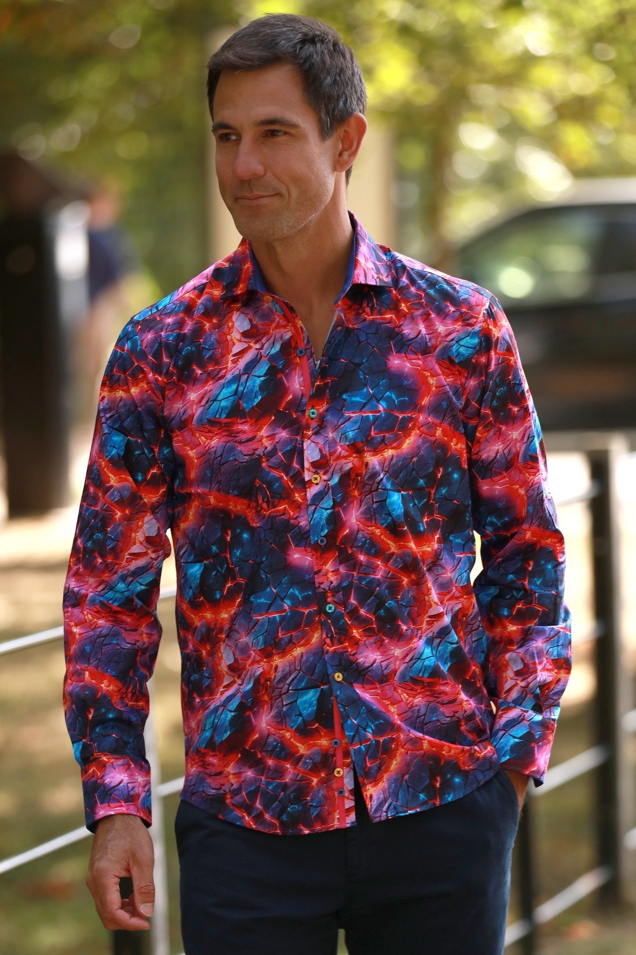 NEON ROCK PRINT SHIRT - Claudio Lugli Shirts