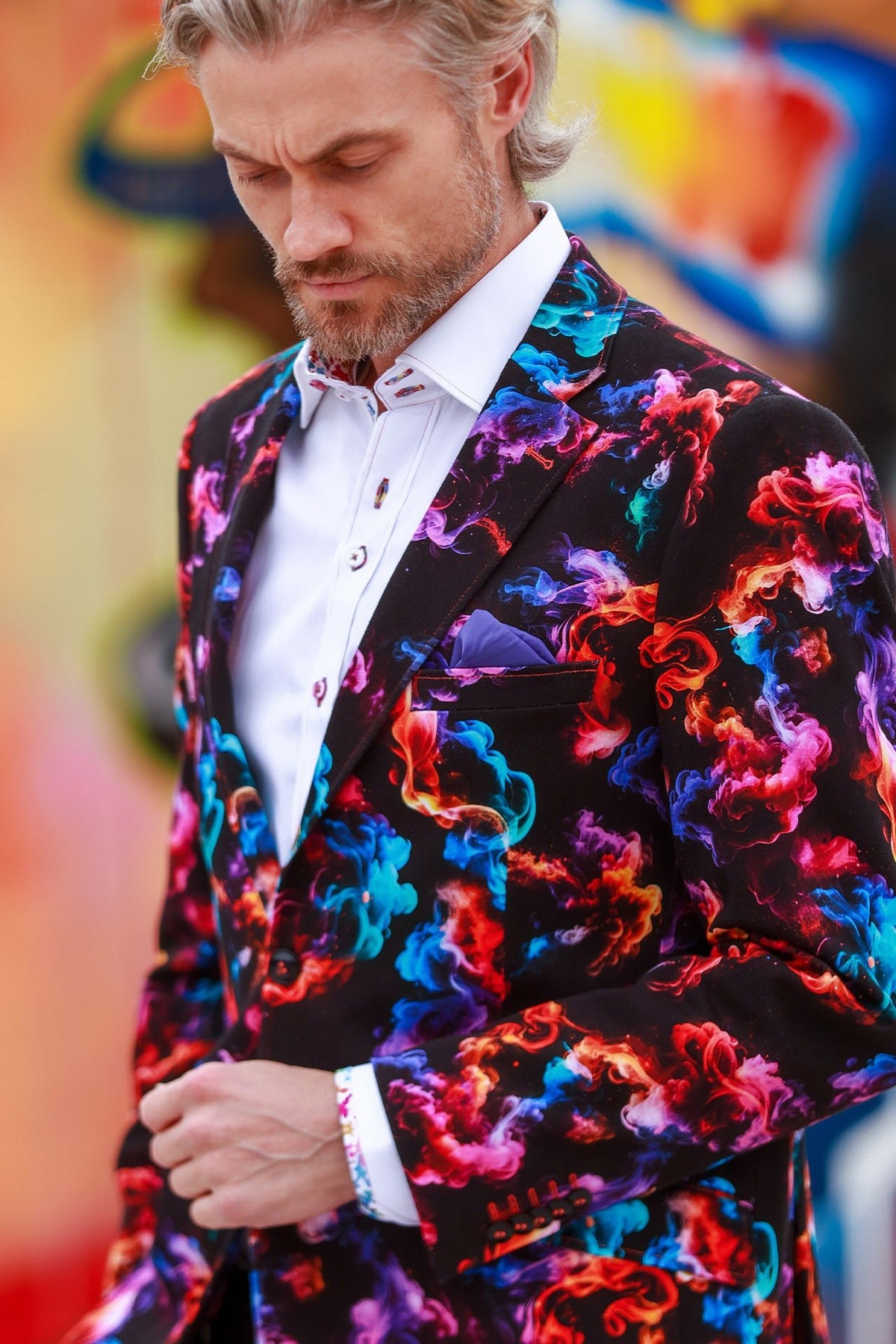 Neon Smoke Print Blazer - Claudio Lugli Shirts